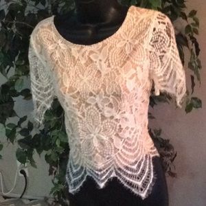 Express white lace crop top